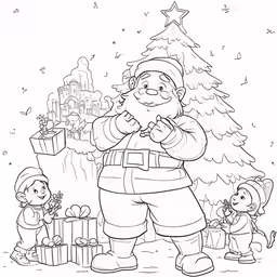 a christmas coloring book page with an image of santa claus
