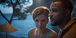 a man and a woman are facing each other