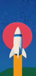 an artwork of a spaceship sitting on top of a yellow block