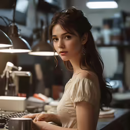 the woman is waiting at the computer desk to start the conversation