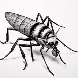 a fly insect, drawn with black ink