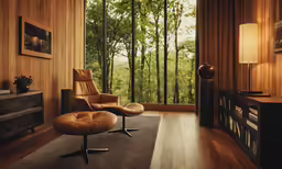 a nice living room with a big window looking outside