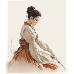 a woman is dressed in historical clothes while holding an object