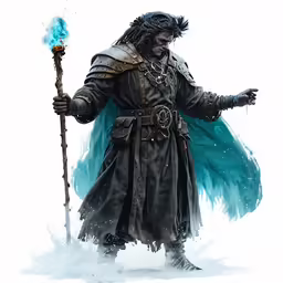 the character is depicted with an icy blue flame in his hand