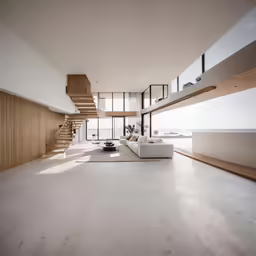 the living area of this large modern house