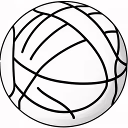 an image of a ball on the ground,a ball that is drawn in a diagonal way,a white and black line drawing of a basketball ball,a ball of string on a white background,a white volleyball with lines drawn in it