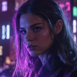 the cyber girl in the neon city