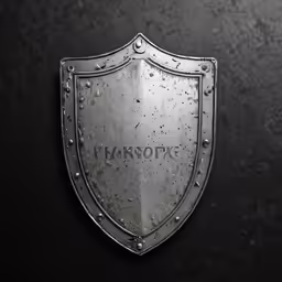 a metal shield sitting on the wall