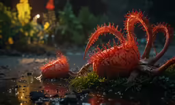 strange things that are red sitting on the ground