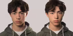 a young man in a hoodie and without,two photos of an animation young man