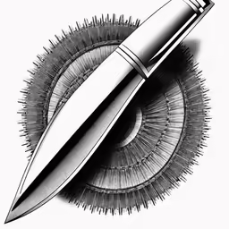 an ink drawing of a pen and an object