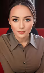 an image of a woman with a brown shirt
