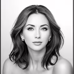 a woman posing for a black and white photo