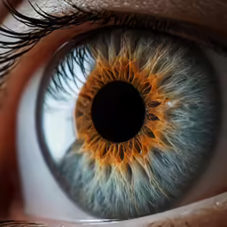 close up of an iris eye looking down