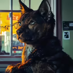 a german shepherd looks out a window in front of the camera
