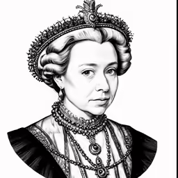 a woman in a tiara with an intricate collar and black dress