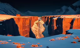 an image of a mountain scene at night