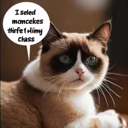 a cat sitting next to an inscription on it