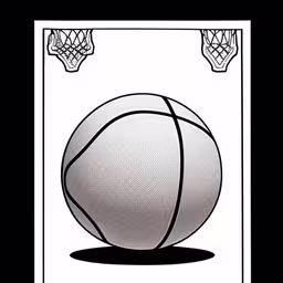 a basketball sitting in front of a basketball net,a basketball ball that has been placed in a frame