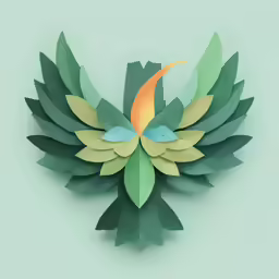 green leaf and orange flower on light green background