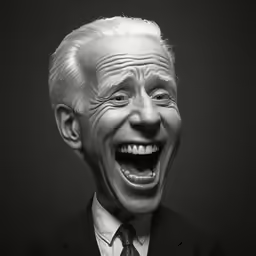 an old man with white hair and black jacket is laughing