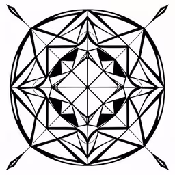 an abstract geometrical structure that looks like it has four triangles,,a circle with many intersecting lines and shapes
