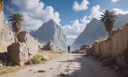 a guy is standing alone on the side of a dirt road