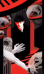 a poster for a book about the artist in black and white