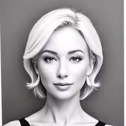 black and white photograph of a blond woman