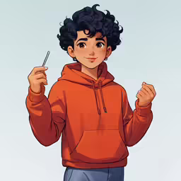 an illustration of a young boy holding a pencil