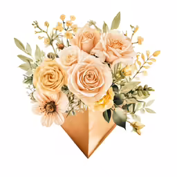 a vase with several large roses in it