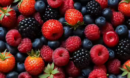 a mixture of fruits including raspberries, blueberries and strawberries