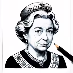 an old woman has the words drawing on it