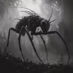 a mosquito that is running across the grass