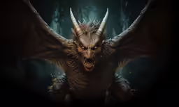 a demonic demon is shown with his large mouth