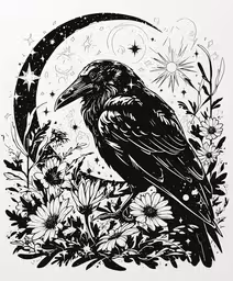 a bird is sitting on top of flowers,the black bird sitting on top of a flower