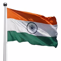 the indian flag flying in the wind with a white background
