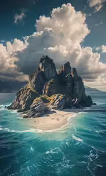 a view of a white beach in the ocean