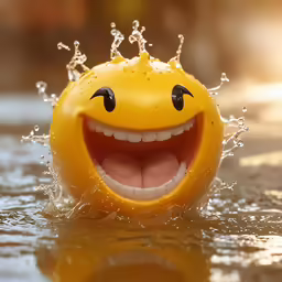 a yellow object with a smile in the water