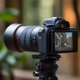 a close - up view of a camera and its lenses