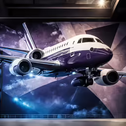 the large airplane is flying in the air