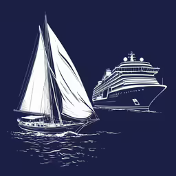 a ship and a ship floating in the ocean