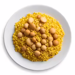 this plate has different types of rice and eggs