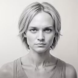 an altered black and white photo of a young woman