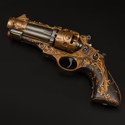 a fancy gun with intricate engraved patterns