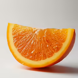 an orange slice is sliced open and being shown