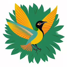 an illustration of a bird with wings spread