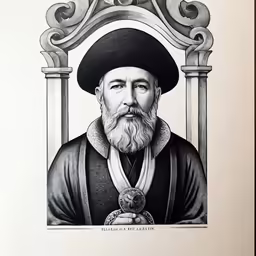 an antique portrait of a man in black