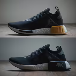 adidas in black and white with an orange sole