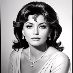 a woman with pearls wearing an elegant necklace